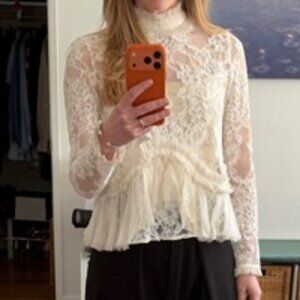 Alexis Lace Top with Silk Chiffon Accents